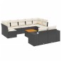 vidaXL Set de sofás de jardín 10 pzas cojines ratán sintético negro