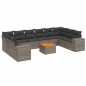 vidaXL Set de sofás de jardín 11 pzas y cojines ratán sintético gris vidaXL Set de sofás de jardín 11 pzas y cojines ratán sintético gris