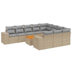 vidaXL Set de sofás de jardín 11pzas con cojines ratán sintético beige