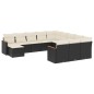 vidaXL Set de sofás de jardín 12 piezas cojines ratán sintético negro vidaXL Set de sofás de jardín 12 piezas cojines ratán sintético negro