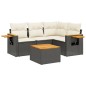 vidaXL Set de muebles de jardín 5 pzas y cojines ratán sintético negro