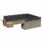 vidaXL Set de sofás de jardín 11 pzas y cojines ratán sintético gris vidaXL Set de sofás de jardín 11 pzas y cojines ratán sintético gris