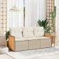 vidaXL Juego de sofás de jardín con cojines beige 3 pzas ratán PE vidaXL Juego de sofás de jardín con cojines beige 3 pzas ratán PE