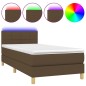 vidaXL Cama box spring con colchón LED tela marrón oscuro 90x190 cm vidaXL Cama box spring con colchón LED tela marrón oscuro 90x190 cm