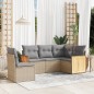 vidaXL Juego de sofás jardín con cojines 5 pzas ratán sintético beige vidaXL Juego de sofás jardín con cojines 5 pzas ratán sintético beige