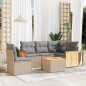 vidaXL Juego de sofás jardín con cojines 6 pzas ratán sintético beige vidaXL Juego de sofás jardín con cojines 6 pzas ratán sintético beige