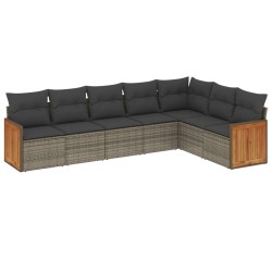 vidaXL Set de sofás de jardín 7 piezas con cojines ratán PE gris