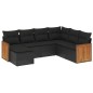 vidaXL Set de comedor de jardín 7 pzas y cojines ratán sintético negro vidaXL Set de comedor de jardín 7 pzas y cojines ratán sintético negro
