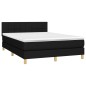 vidaXL Cama box spring colchón y luces LED tela negro 140x190 cm vidaXL Cama box spring colchón y luces LED tela negro 140x190 cm