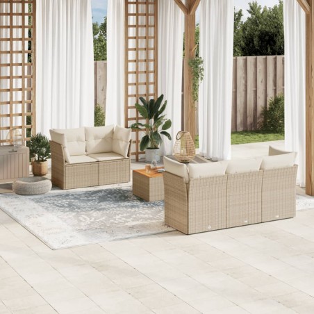 vidaXL Juego de sofás jardín con cojines 6 pzas ratán sintético beige