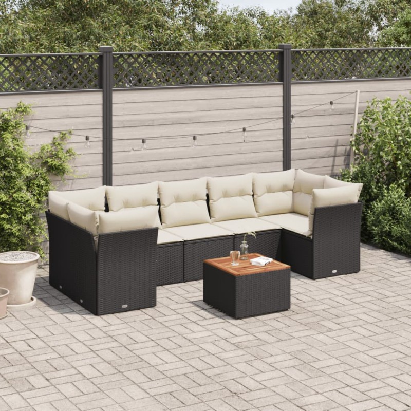 vidaXL Set de sofás de jardín 6 piezas y cojines ratán sintético negro vidaXL Set de sofás de jardín 6 piezas y cojines ratán sintético negro