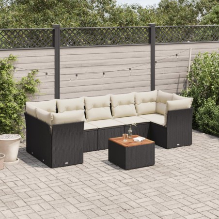 vidaXL Set de sofás de jardín 6 piezas y cojines ratán sintético negro