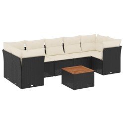 vidaXL Set de sofás de jardín 6 piezas y cojines ratán sintético negro
