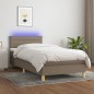 vidaXL Cama box spring con colchón LED tela gris taupe 80x200 cm vidaXL Cama box spring con colchón LED tela gris taupe 80x200 cm
