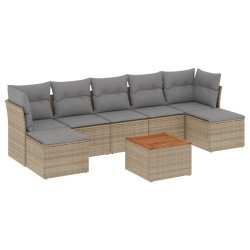 vidaXL Juego de sofás jardín con cojines beige mezcla 8 pzas ratán PE