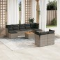 vidaXL Set de sofás de jardín 10 pzas con cojines ratán sintético gris vidaXL Set de sofás de jardín 10 pzas con cojines ratán sintético gris