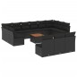 vidaXL Set sofás de jardín 14 pzas con cojines ratán sintético negro vidaXL Set sofás de jardín 14 pzas con cojines ratán sintético negro