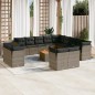vidaXL Set de sofás de jardín 14 pzas con cojines ratán sintético gris vidaXL Set de sofás de jardín 14 pzas con cojines ratán sintético gris