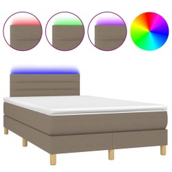 vidaXL Cama box spring con colchón y LED tela gris taupe 120x200 cm
