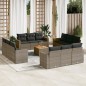vidaXL Set sofás de jardín con cojines 13 piezas ratán sintético gris