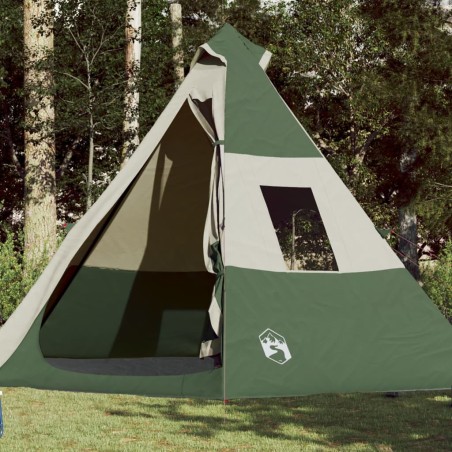 vidaXL Tienda de campaña 7 personas tafetán 185T verde 350x350x280 cm