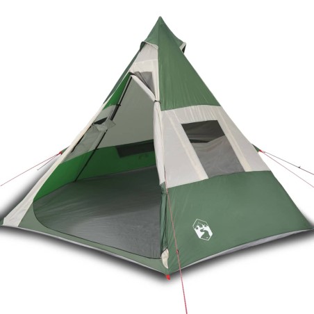 vidaXL Tienda de campaña 7 personas tafetán 185T verde 350x350x280 cm