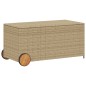 vidaXL Caja de almacenaje jardín con ruedas ratán PE beige mezcla 190L vidaXL Caja de almacenaje jardín con ruedas ratán PE beige mezcla 190L