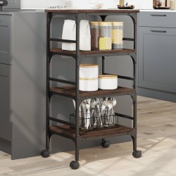 vidaXL Carrito de cocina madera ingeniería marrón roble 45x35x89,5 cm