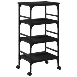vidaXL Carrito de cocina de madera de ingeniería negro 45x35x89,5 cm