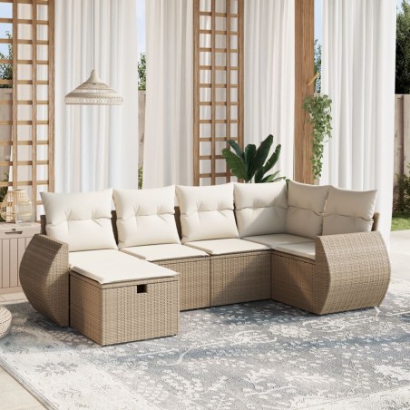 vidaXL Juego de sofás jardín con cojines 6 pzas ratán sintético beige