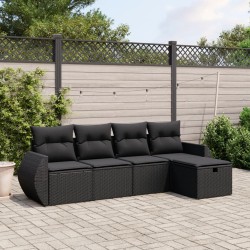 vidaXL Set de muebles de jardín 5 pzas y cojines ratán sintético negro