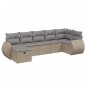 vidaXL Juego de sofás jardín con cojines beige mezcla 7 pzas ratán PE vidaXL Juego de sofás jardín con cojines beige mezcla 7 pzas ratán PE