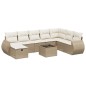 vidaXL Set de sofás de jardín 9 pzas con cojines ratán sintético beige vidaXL Set de sofás de jardín 9 pzas con cojines ratán sintético beige