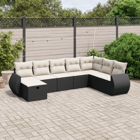 vidaXL Set de sofás de jardín 8 piezas y cojines ratán sintético negro