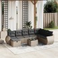 vidaXL Set de muebles de jardín 9 pzas y cojines ratán sintético gris