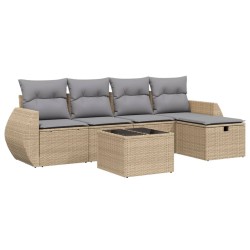 vidaXL Juego de sofás jardín con cojines beige mezcla 6 pzas ratán PE