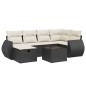 vidaXL Set de comedor de jardín 7 pzas y cojines ratán sintético negro vidaXL Set de comedor de jardín 7 pzas y cojines ratán sintético negro
