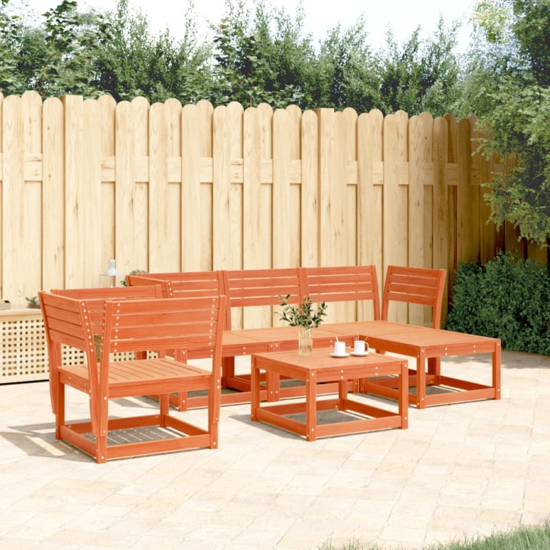 vidaXL Juego de muebles jardín 5 pzas madera maciza pino marrón cera vidaXL Juego de muebles jardín 5 pzas madera maciza pino marrón cera