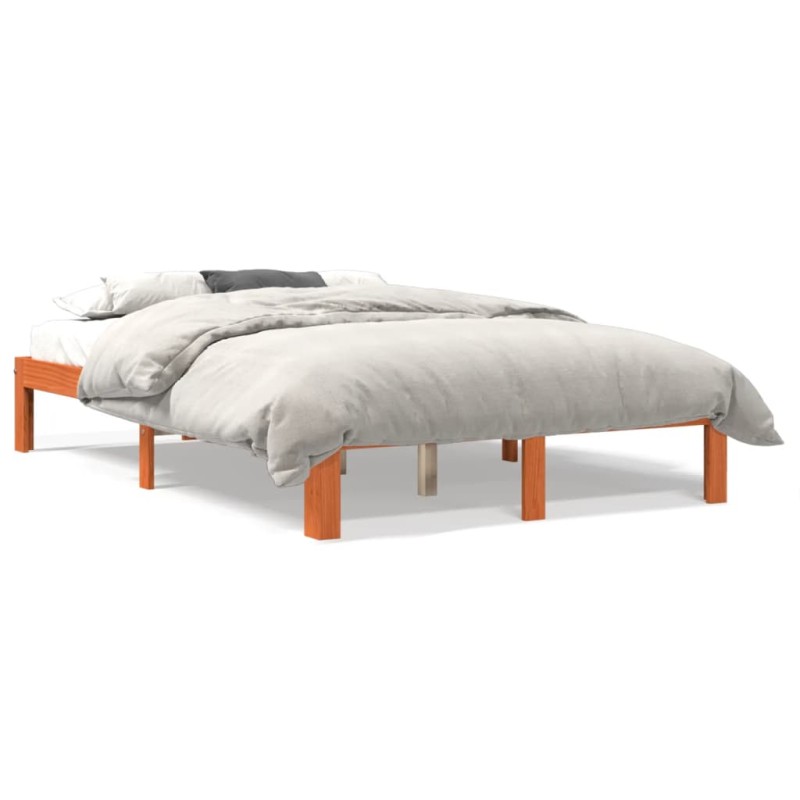 vidaXL Estructura de cama madera maciza pino marrón cera 140x200 cm vidaXL Estructura de cama madera maciza pino marrón cera 140x200 cm