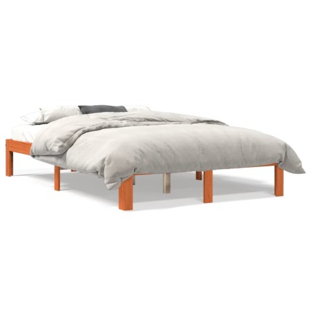 vidaXL Estructura de cama madera maciza pino marrón cera 140x200 cm