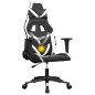 vidaXL Silla gaming de masaje cuero sintético negro y blanco vidaXL Silla gaming de masaje cuero sintético negro y blanco