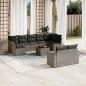 vidaXL Set de sofás de jardín 10 pzas con cojines ratán sintético gris vidaXL Set de sofás de jardín 10 pzas con cojines ratán sintético gris