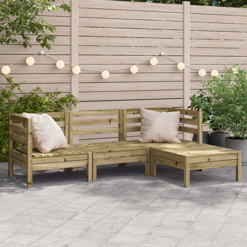 vidaXL Sofá de jardín 3 plazas con reposapiés madera pino impregnada vidaXL Sofá de jardín 3 plazas con reposapiés madera pino impregnada