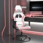 vidaXL Silla gaming de masaje cuero sintético blanco y rosa vidaXL Silla gaming de masaje cuero sintético blanco y rosa