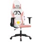 vidaXL Silla gaming de masaje cuero sintético blanco y rosa vidaXL Silla gaming de masaje cuero sintético blanco y rosa