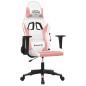 vidaXL Silla gaming de masaje cuero sintético blanco y rosa vidaXL Silla gaming de masaje cuero sintético blanco y rosa