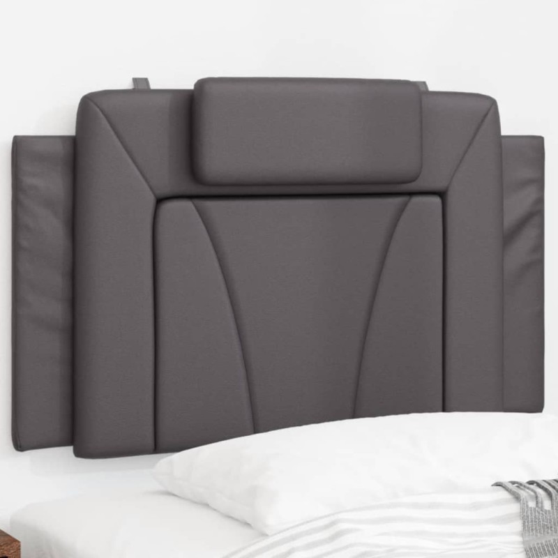 vidaXL Cabecero de cama acolchado cuero sintético gris 80 cm vidaXL Cabecero de cama acolchado cuero sintético gris 80 cm