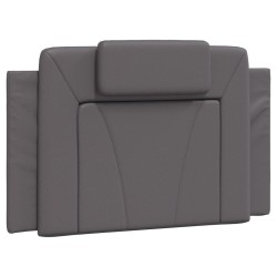 vidaXL Cabecero de cama acolchado cuero sintético gris 80 cm