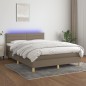 vidaXL Cama box spring con colchón LED tela gris taupe 140x200 cm