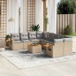 vidaXL Set de sofás de jardín 9 pzas con cojines ratán sintético beige vidaXL Set de sofás de jardín 9 pzas con cojines ratán sintético beige